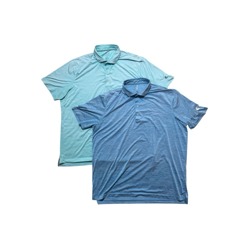 Johnnie-O Featherweight Polo BUNDLE Heather Blue And Green XL Quail West